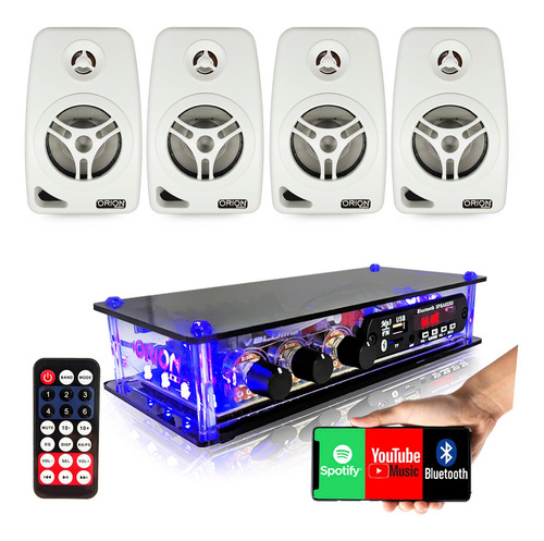 Kit Som Ambiente Amplificador Bluetooth E 4 Caixas Acústicas