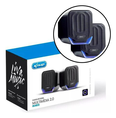 Caixa De Som Para Computador E Notebook Usb P2 12w Com Led