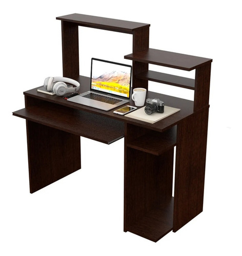 Escritorio Mosconi 709 melamina de 101cm x 121cm x 45cm wengue