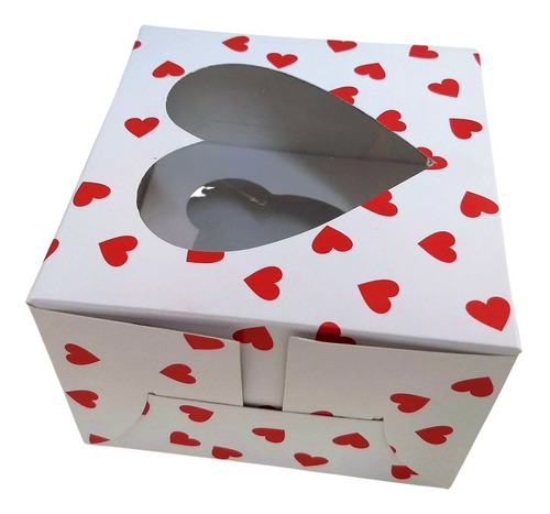 Caja Cupcake Kraft San Valentin 20 Cajas 11x11x7cm V/corazon