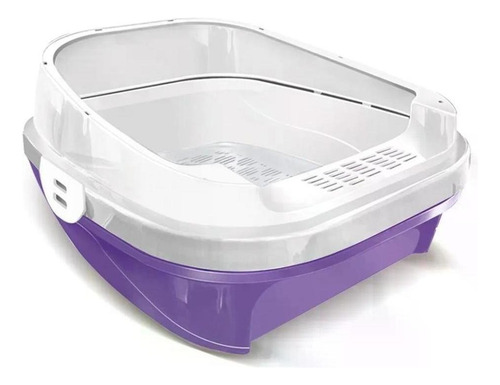 Caixa De Areia Furba 2 Bandeja Sanitária Wc Felino Gato 4 Pç Cor Violeta