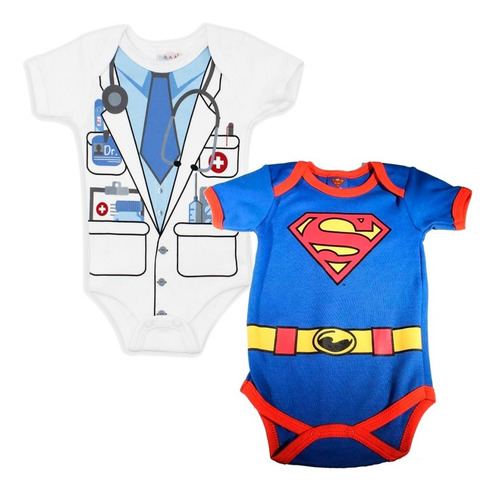 Imagen 1 de 9 de Pañalero Bebé Ropa Dc Comics Doctor Superman Set 2 Piezas