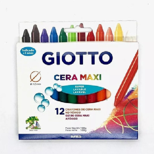 Giotto Cera Maxi Duo Estuche 12 Unidades 