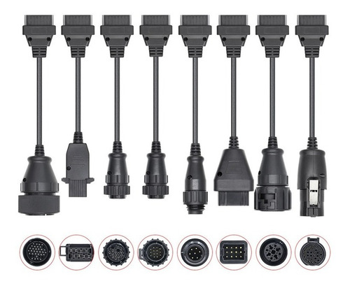 Imagen 1 de 2 de Kit 8 Cables Adaptadores Obd2 Para Camion Delphi / Launch