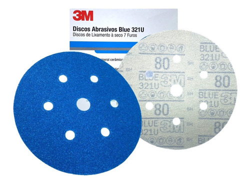 Disco Hookit 3m Blue 80 321u 152mm 7 Furos - 10 Unidades Cor Azul