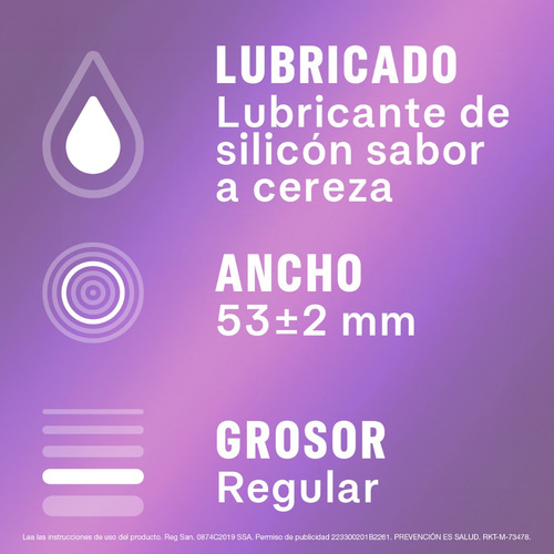 Sico Play, Condones Texturizados Sabor Cereza, 3 Piezas.
