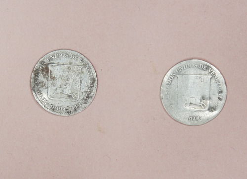2 Monedas25céntimos(medio)años1944-1945estadosunidosdevenezu