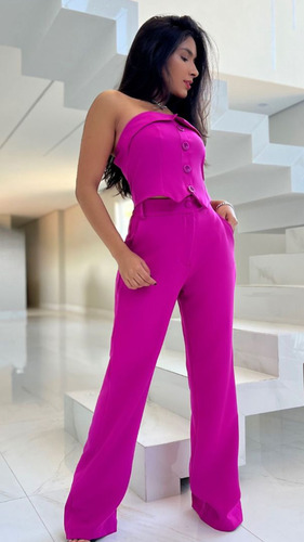 Conjunto Top Tomara Que Caia E Calça Pantalona Lançamento