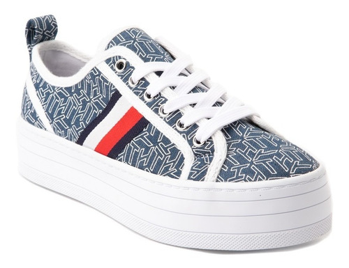 Tenis Tommy Hilfiger 152204 Barra Plataforma Azul Mujer / J