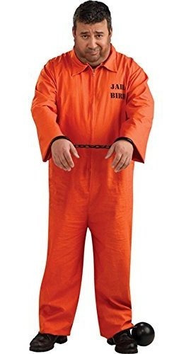 Disfraz Talla Plus Para Hombre De Prisionero Color Naranja