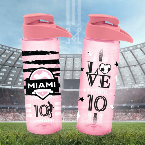 Combo 2 Botella Agua Hombre Niños Futbol Inter Messi Miami 