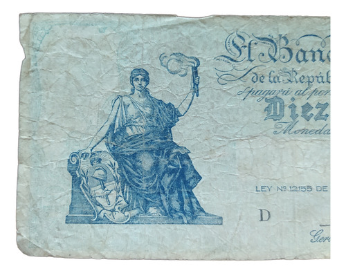 Antiguo Billete 10 Pesos Efigie Progreso 1946 Bott 1887
