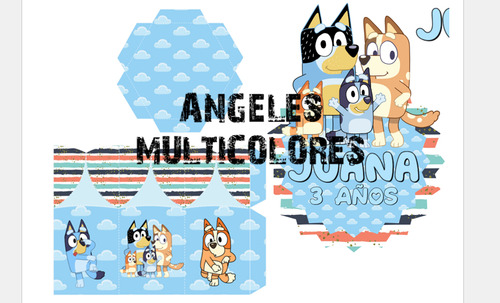 Centro De Mesa Hexagonal Para Imprimir Bluey Personalizado