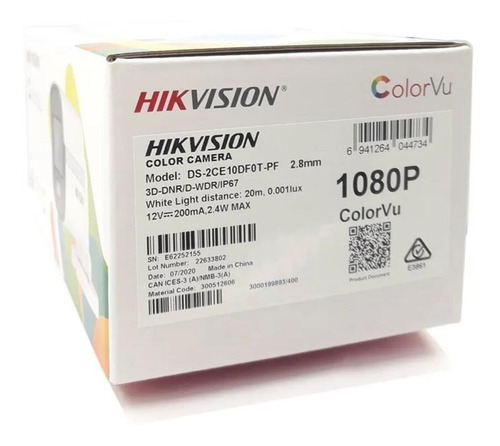 Imagen 3 de 6 de Camara Hdtvi Hikvision 2mp Colorvu Vision Noturno Color Lite