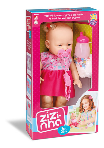 Boneca Bebê Faz Xixi Com Mamadeira Zizinha- Divertoys