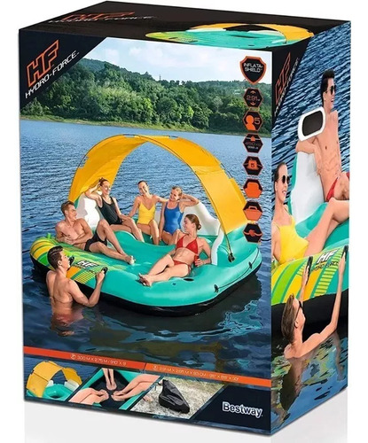 Isla Sunny Balsa Inflable Bestway Mod 43407 Sombrilla Color Turquesa-amarillo