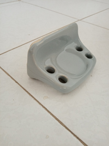 Porta Cepillo De Ceramica Gris, Para Empotrarse En La Pared