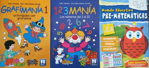 3 Libros Prematemática M4 Grafimanía 1 Y 123manía Kel