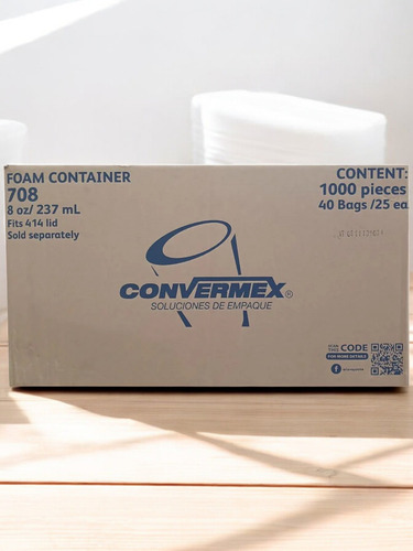 Envase Térmico 708 Convermex 1000 Piezas 237ml 8 Oz