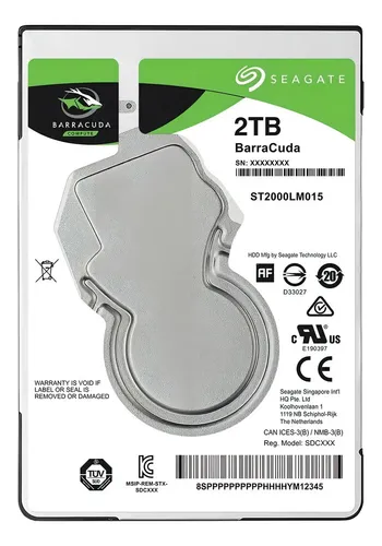 HD Notebook Seagate 2TB Barracuda SATA 6GBps 5400RPM 128MB 2,5