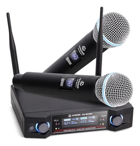 Microfone Sem Fio Duplo Uhf Hi Fi Dinamico Display Digital