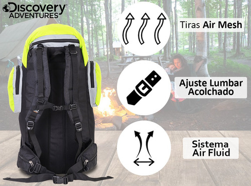 Imagen 6 de 10 de Mochila Mochilero Discovery Adventure 75+5lts Viaje Trekking