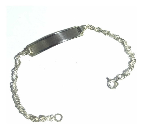 Pulsera Plata Identidad Bebe Niño Niña Grabada Ambos Lados Diámetro 1 cm Largo 14 cm