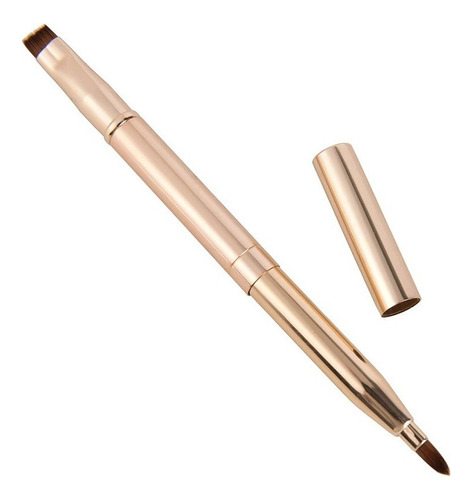 2 Pz Brochas 2 En 1 Maquillaje Con Tapa Portátil Doradas