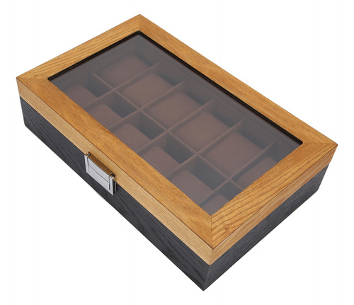 Organizador De Relojes De Madera Maciza, 12 Ranuras, 2 Color