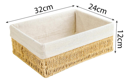 Solución De Almacenamiento De Mimbre Elegante 32x24x12cm