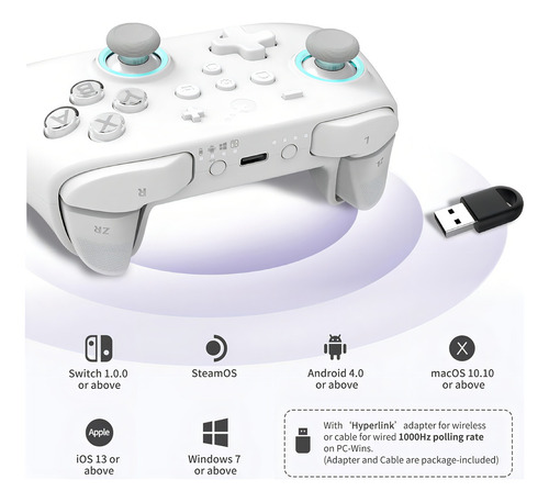 Controlador Bluetooth Gulikit Kk3 Max Para Nintendo Switch Color Blanco