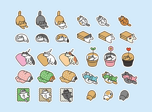 30 Stickers Impermeables La Vida De Los Gatitos