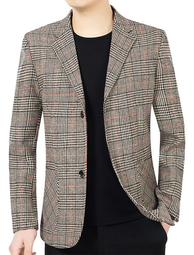 Blazer Negro Casual Hombre Moda Confort Chaqueta A Cuadros