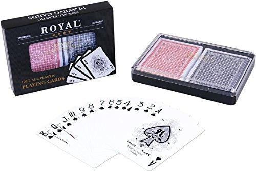 Juego De 2 Barajas De Poquer Royal, 100% Plastico, Juego D