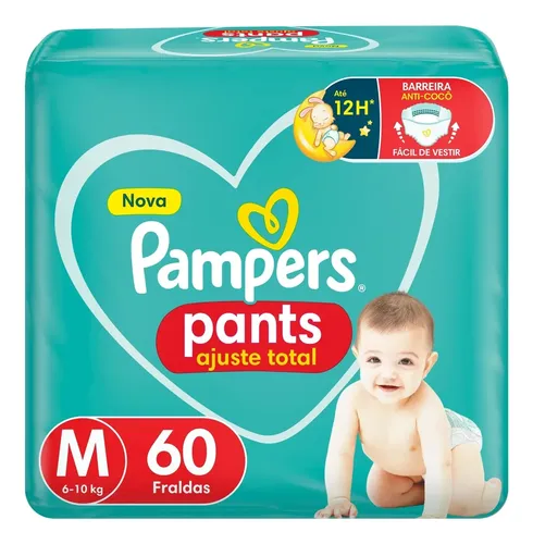 Fralda Pampers Pants Ajuste  Total M com 60 Unidades