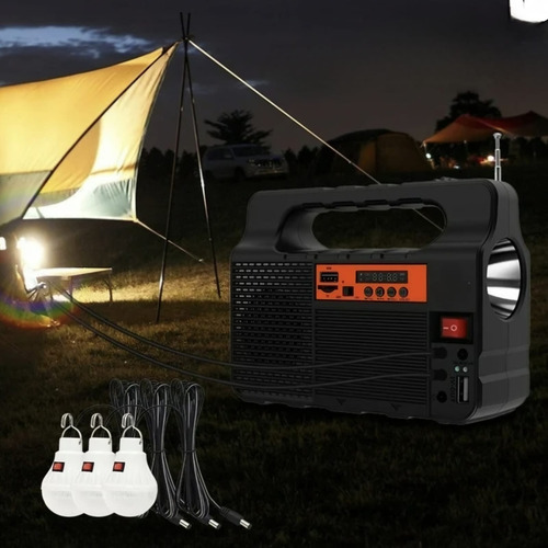 Sistema De Iluminación Con Panel Solar Radio Focos Linterna Aleatorio
