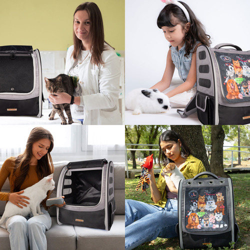 Nicole Lee transportadora estampada para mascota Ss24 color gris
