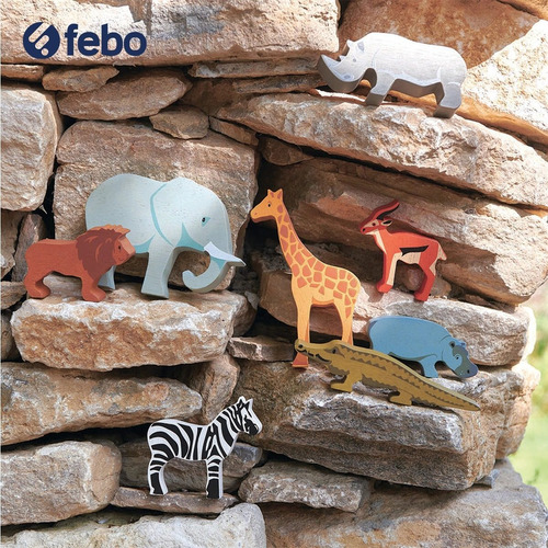 Imagen 2 de 3 de Juguete Animales De La Selva En Madera Jirafa P/ Niños Febo