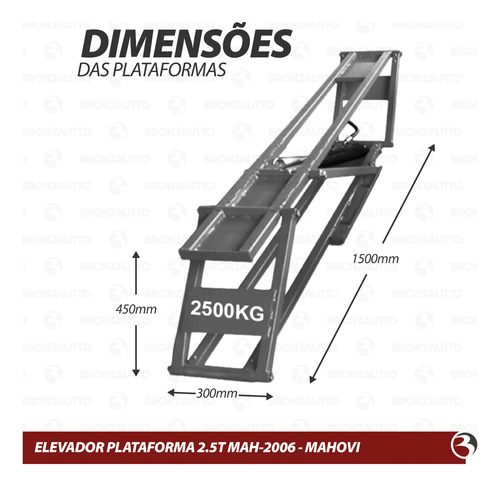 Elevador Automotivo Plataforma 2,5 Ton 220v Mah-2006 Mahovi