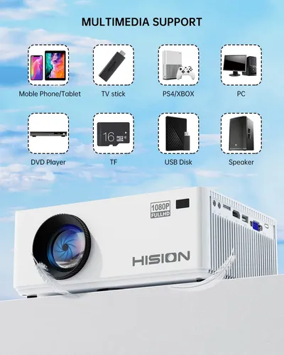 Proyector Hision Mini 1080p 8000 Lúmenes Portátil Soporte 4k
