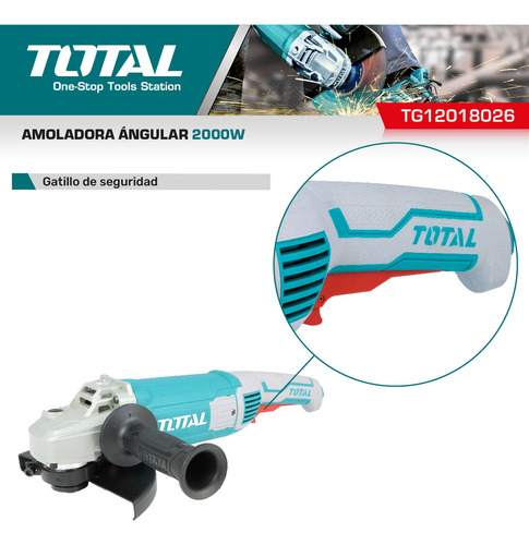 Amoladora Angular Industrial 2000w 180mm Total Color Turquesa Frecuencia 50 Hz/60 Hz