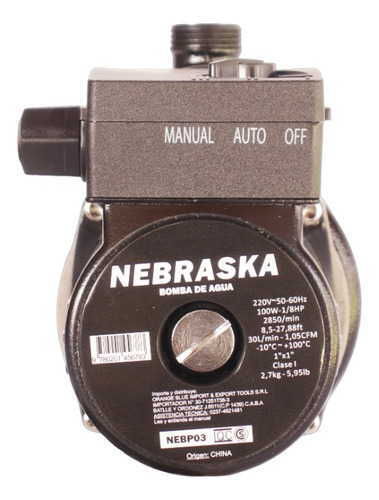Bomba Presurizadora Nebraska Nebp03 8.5m 100 Watts 