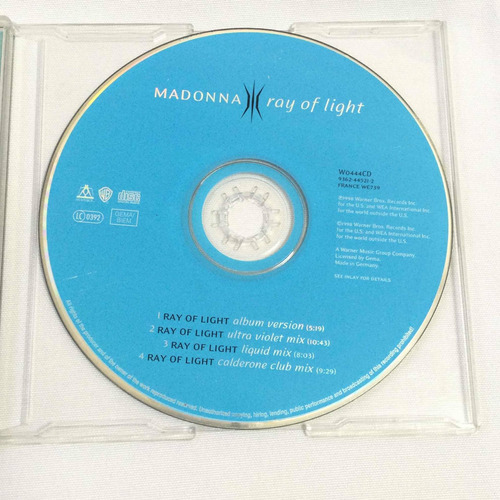 Madonna / Ray Of Light Cd Maxi 1998 E.u.cd1 4 Tracks Impecab (Usado)