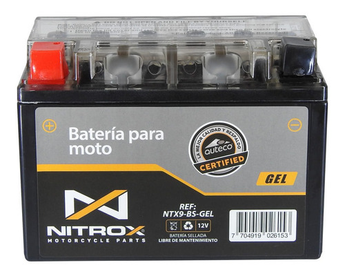 Imagen 1 de 2 de Batería Nitrox Gel Moto Pulsar 200 Ns