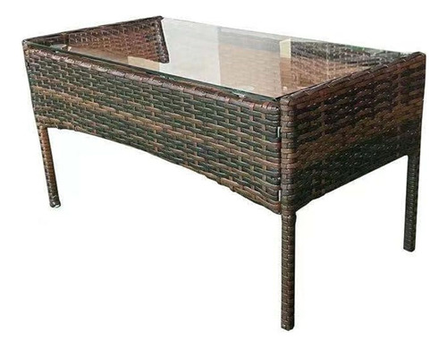 Juego De Jardin Sillones + Mesa Set Ratan Para Exterior Lcm Estructura Marrón oscuro