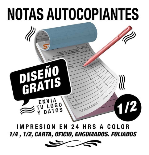 1000 Notas Ventas Remisión 1/2 Carta Autocopiable