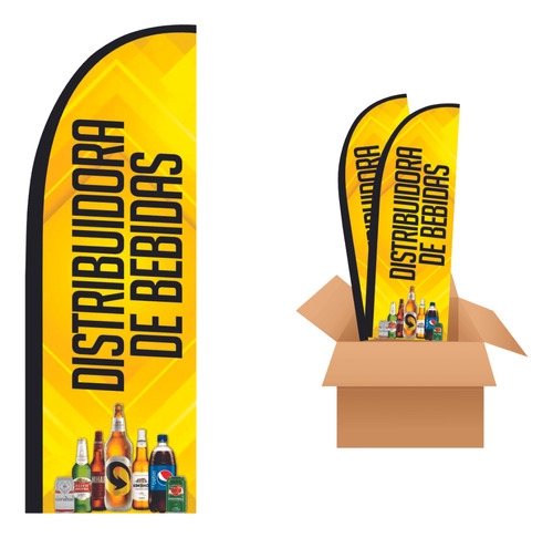 Wind Banner Dupla Face Distribuidora De Bebidas Kit C/02 Und