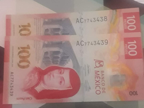 Billetes De 100 Pesos Serie Ac Consecutivos 