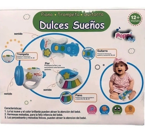 Imagen 7 de 7 de Trompeta Musical Dulce Sueño Luces Sonidos Poppi Baby