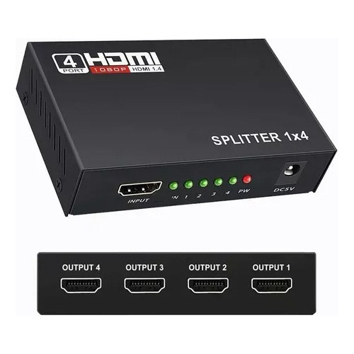 Splitter Hdmi 4k 1080p Divisor De Señal Hdmi Lcd Led Energia